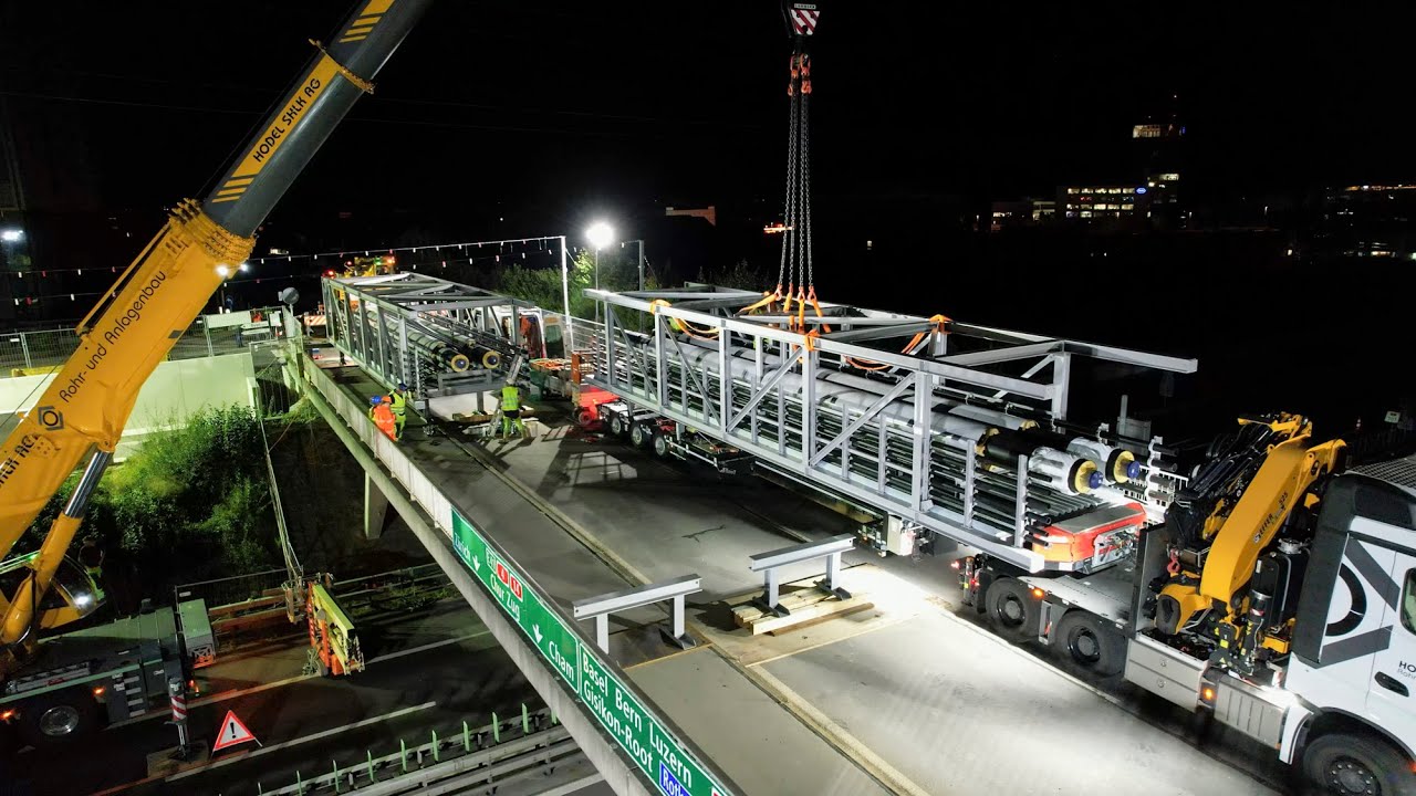 Teil 4 - WWZ Rohrleitungsbrücke Rotkreuz  – Montage der Brückenelemente