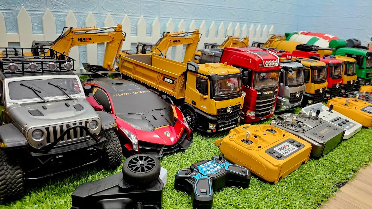 Rc truck konstruksi, truk molen, dump truck, excavator, trailer, rc jeep, rc car, truk pemadam