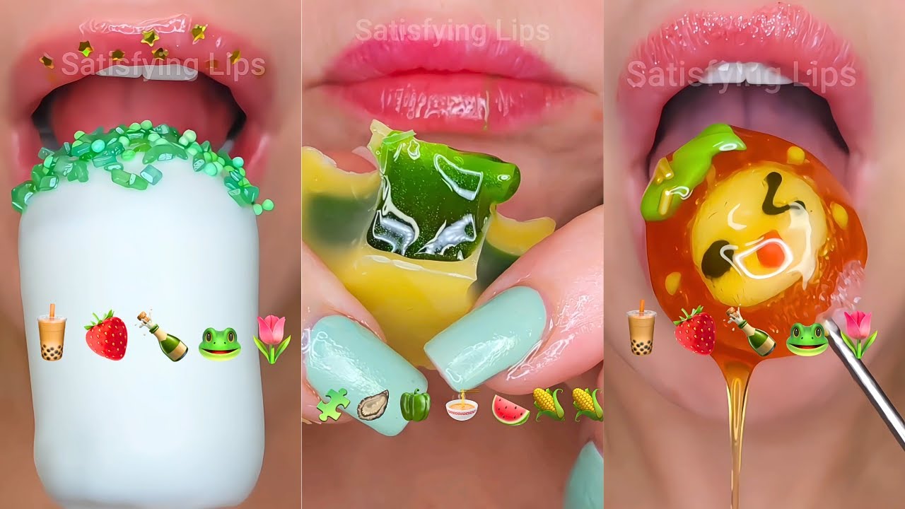 Satisfying ASMR Eating Emoji Food Challenge Mukbang