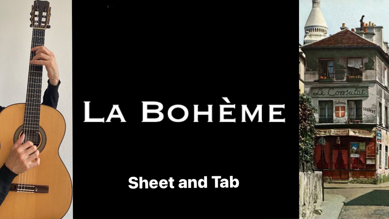 La bohème (Aznavour) Guitar lesson, sheet and Tab (free easier version in the description)