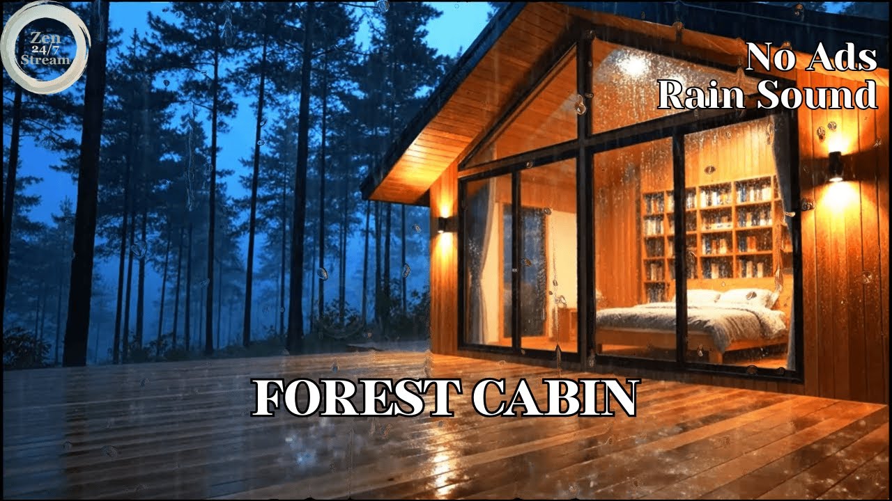 NO ADS Cozy Forest Cabin Rain & Distant Thunder | Sleep, Study, Relax. #sleepaid #rainsound
