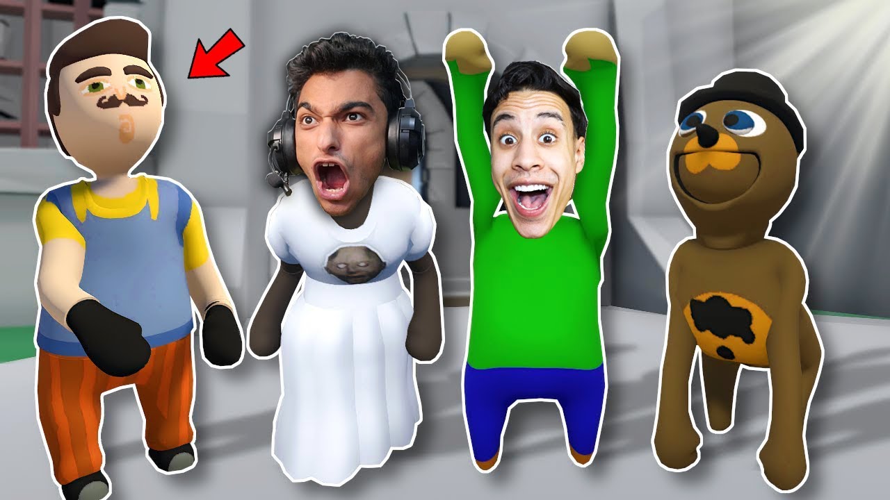 انا وصديقي عبدة ماندو تعاونا مع الجار النفسية و فريدي المرعب عشان نوصل البيت 😱 | Human Fall Flat