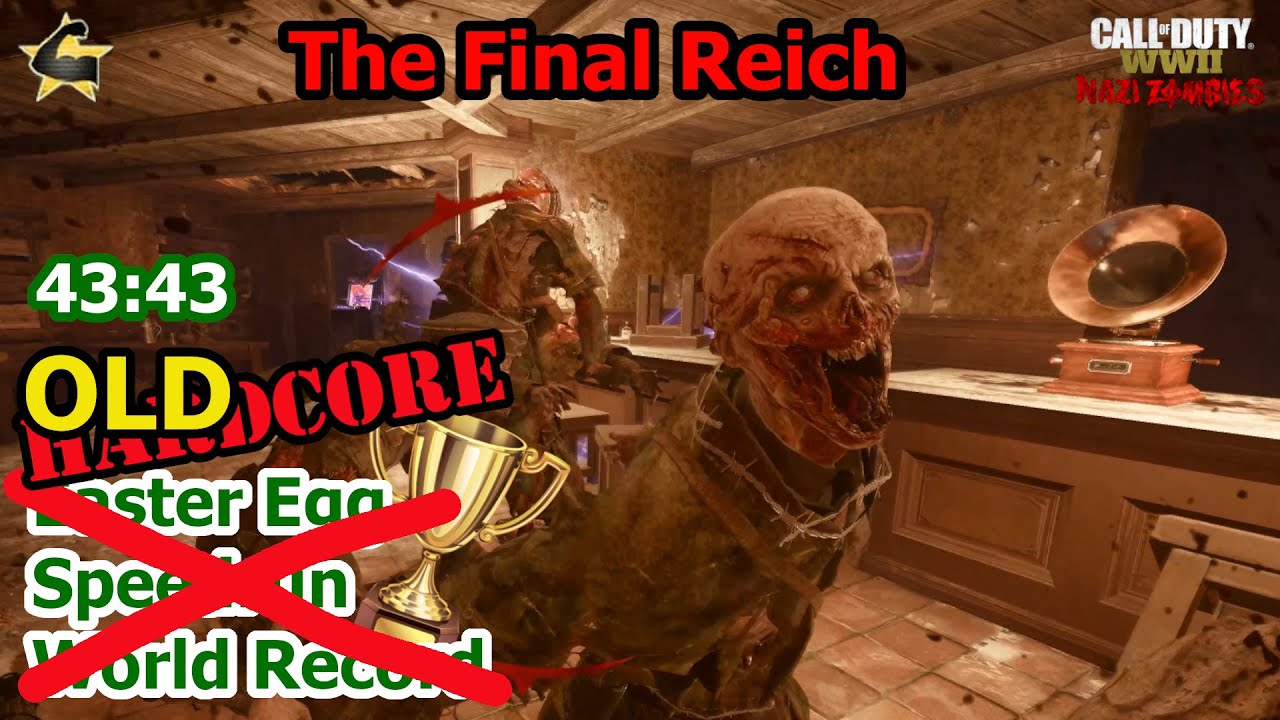 (OLD)The Final Reich Hardcore Easter Egg Speedrun Solo World Record 43:43 (WW2 Zombies)