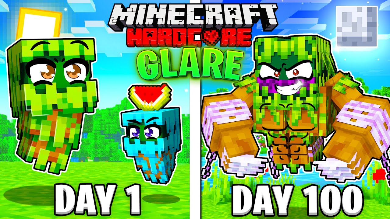 I Survived 100 Days as a GLARE in HARDCORE Minecraft!