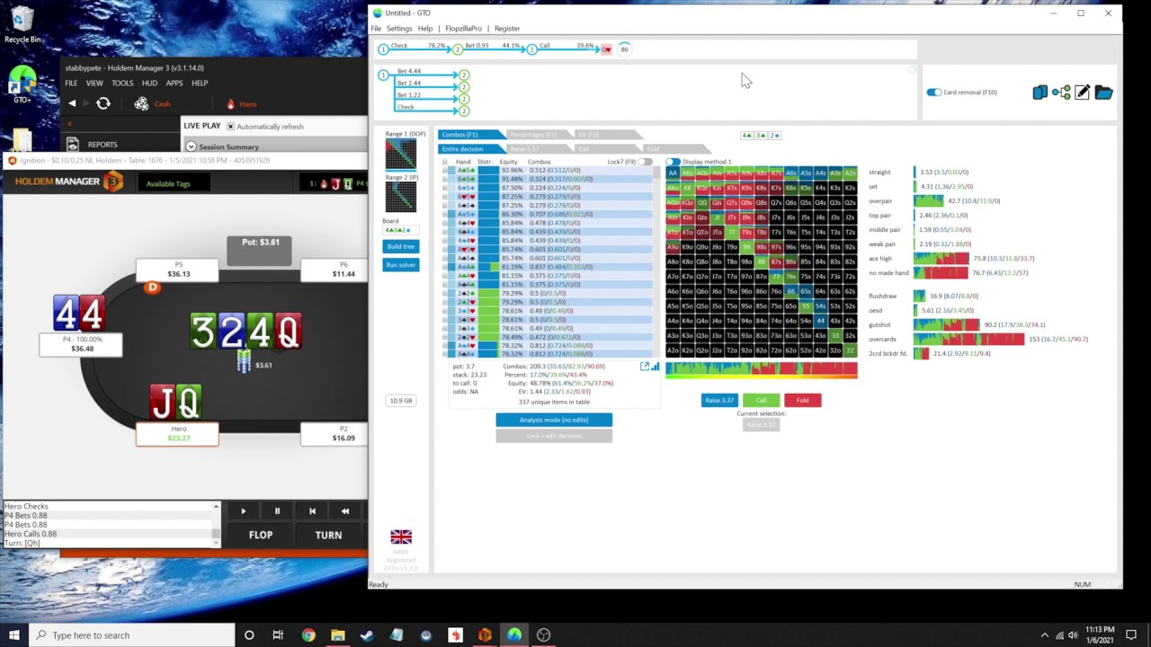 Poker Study using GTO+ #1