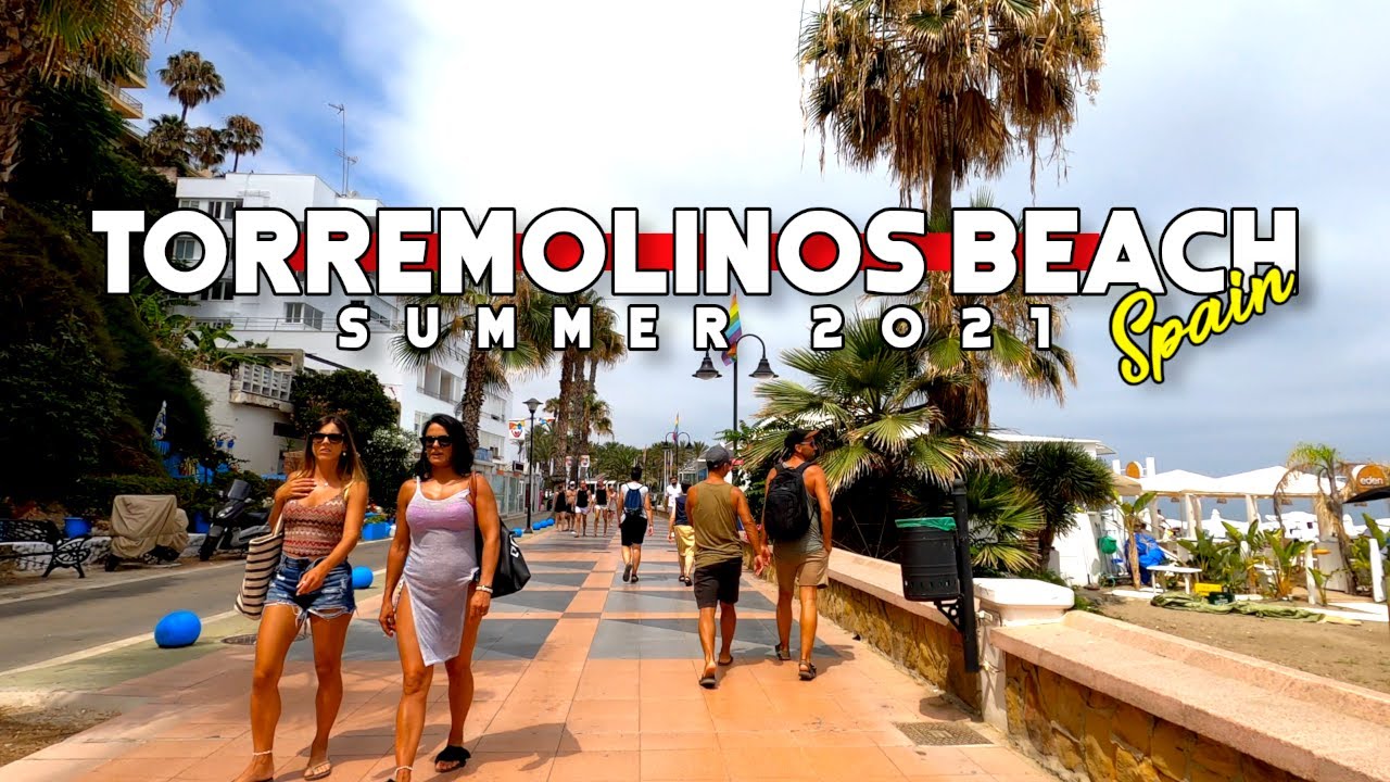 Torremolinos Beach Walk Afternoon 8 July Summer 2021 Costa del Sol | M&aacute;laga, Spain [4K 60fps]