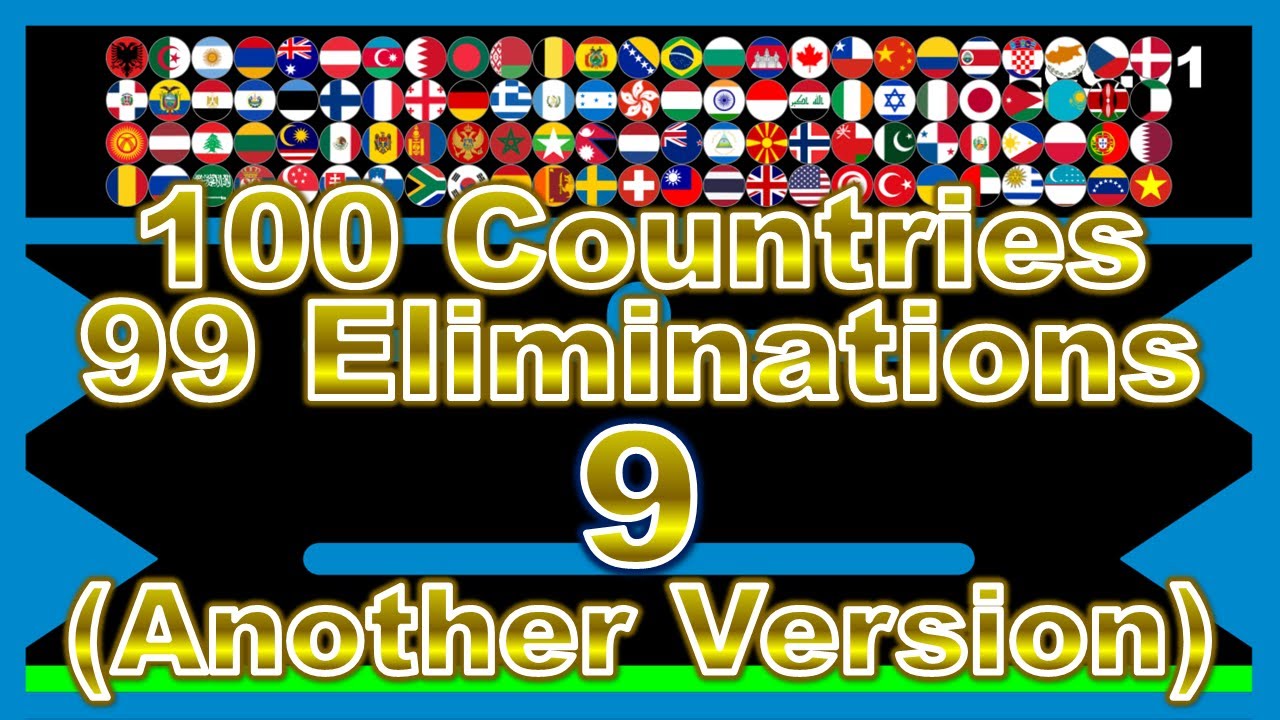 [Another Version]100 countries & 99 times elimination9 -marble race in Algodoo- | Marble Factory 2nd