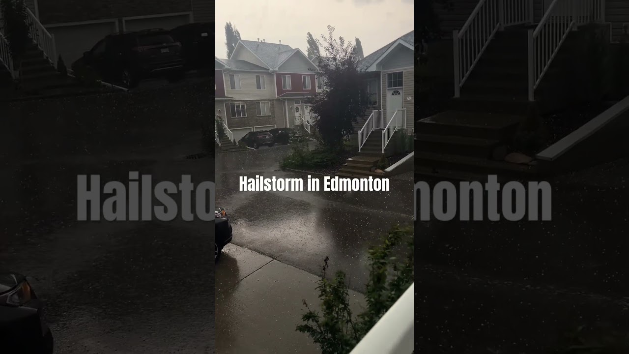 Hailstorm in Edmonton During Summer! 🌩️❄️ #hailstorm #Edmonton #shorts