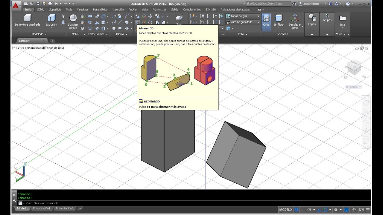 Alinear en AutoCAD 2015  Simetria en AutoCAD 2015