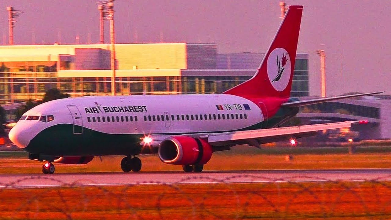 [FullHD] Air Bucharest B733 (YR-TIB) Sunset Landing+Taxi at Munich Airport!