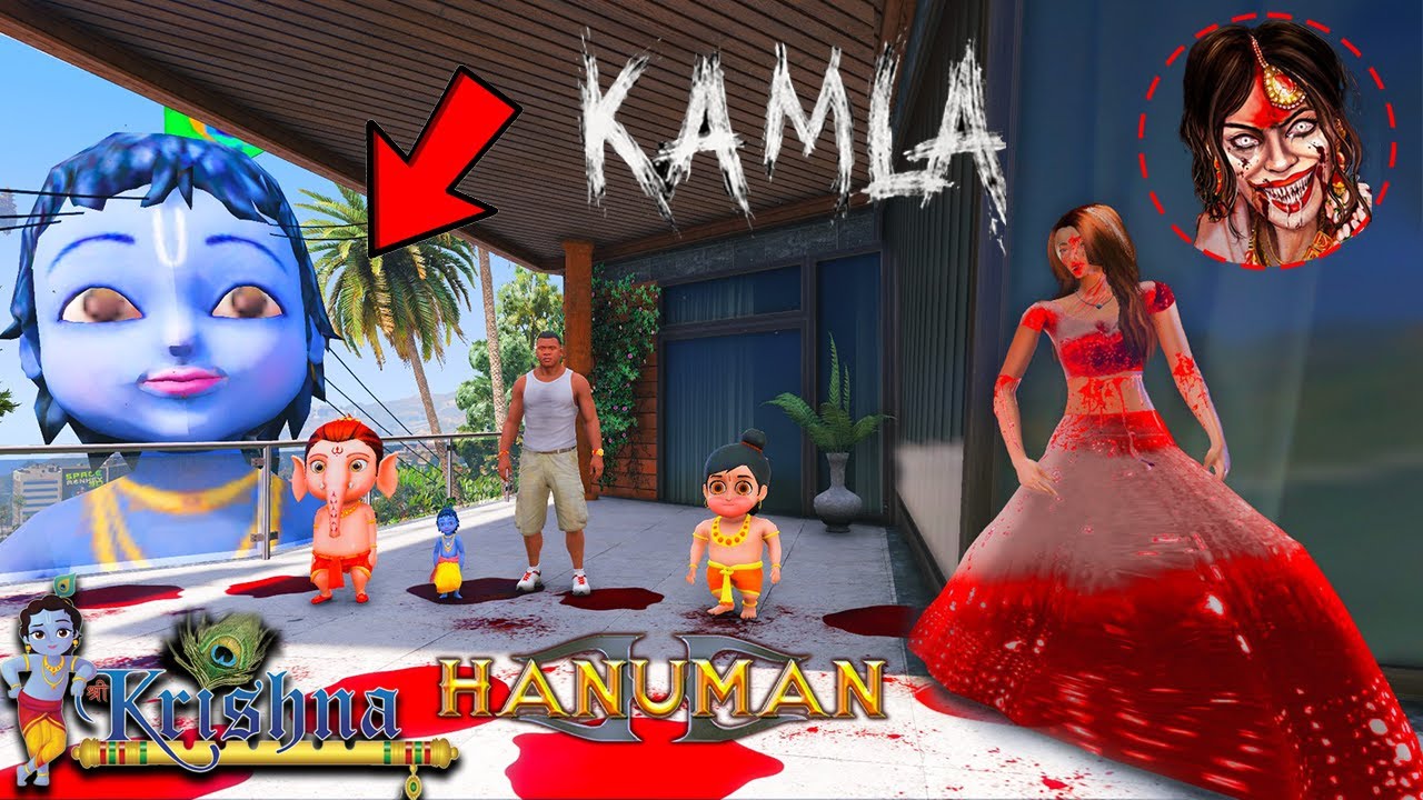 Franklin & Krishna and Hanuman or Ganesh Playing Chupan Chupai With Kamla Indian Ghost(GTAVAVENGERS)