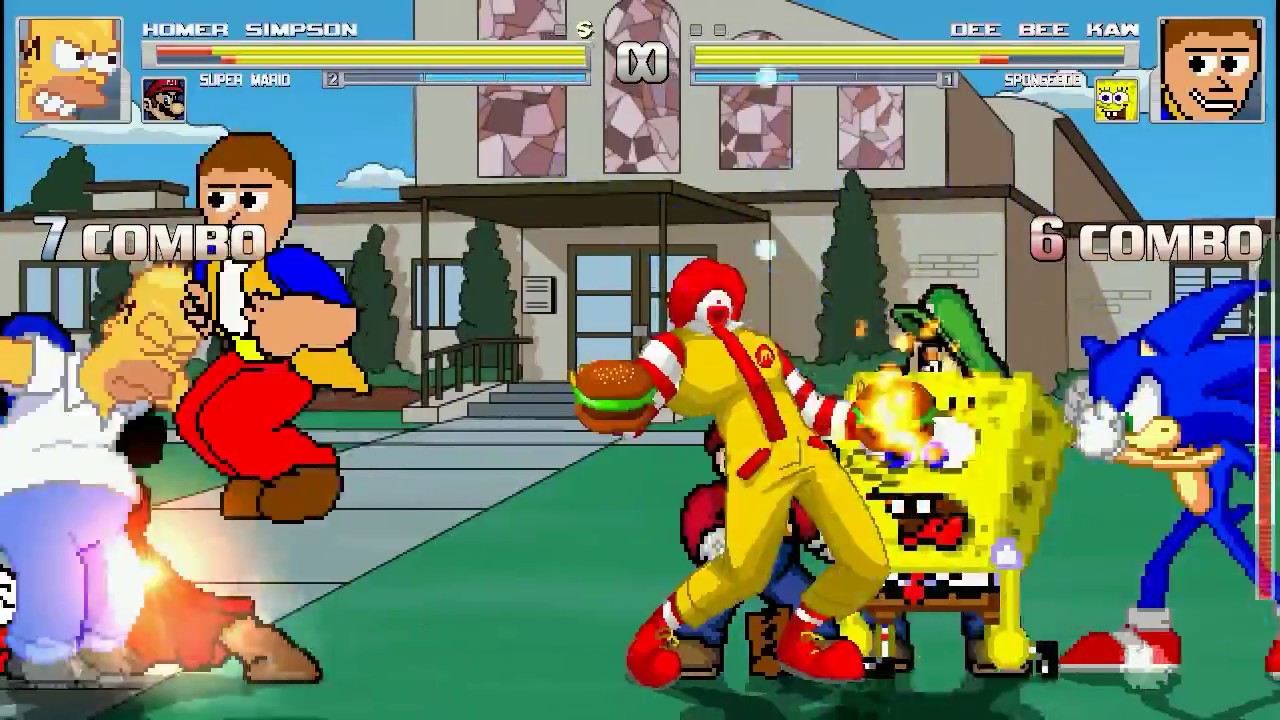 AN Mugen Request #819: Homer, Mario, Donald & M. Mouse VS Dee Bee Kaw, Spongebob, Luigi & Sonic