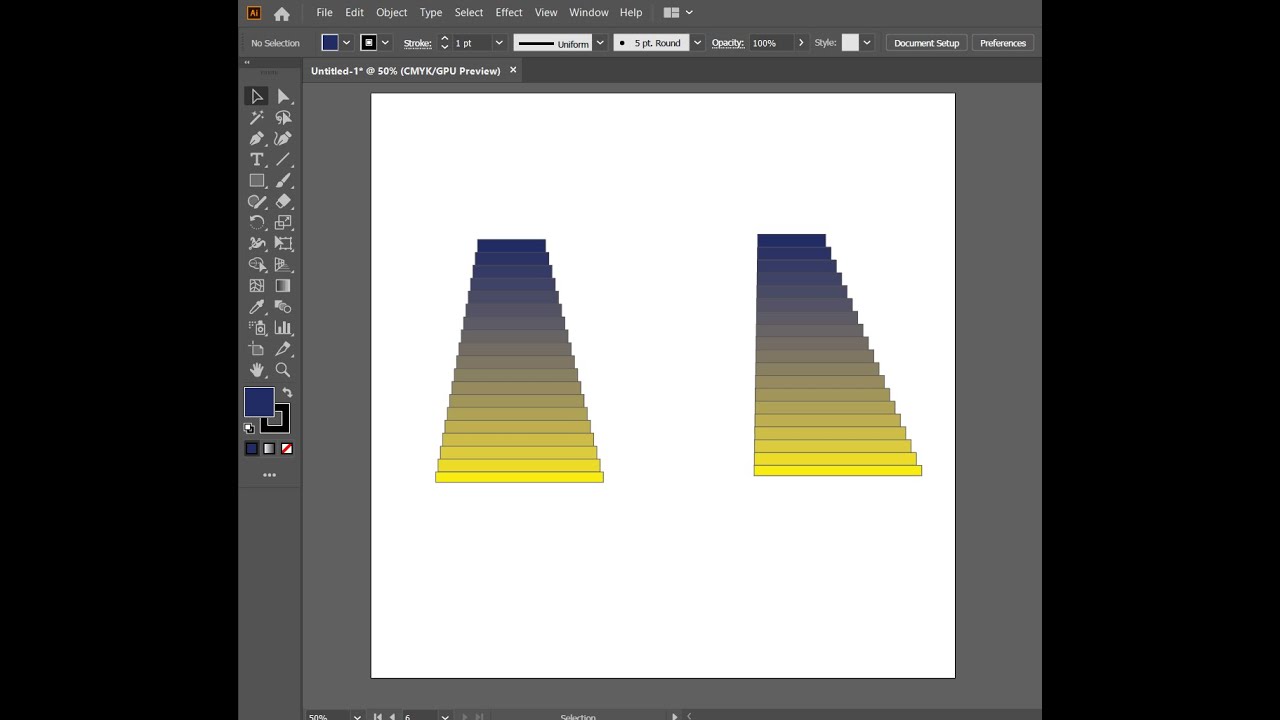 Stair effect in Adobe Illustrator using blend tool