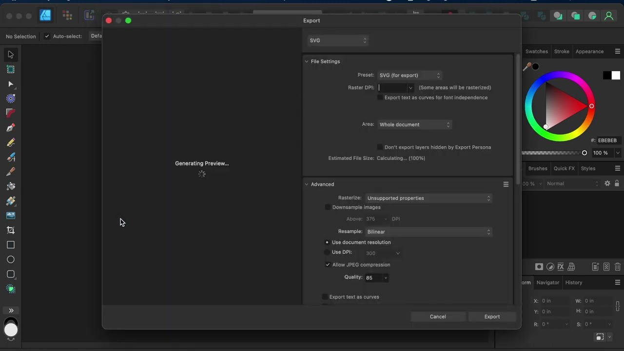 Shaper Origin SVG presets with Affinity Designer 2