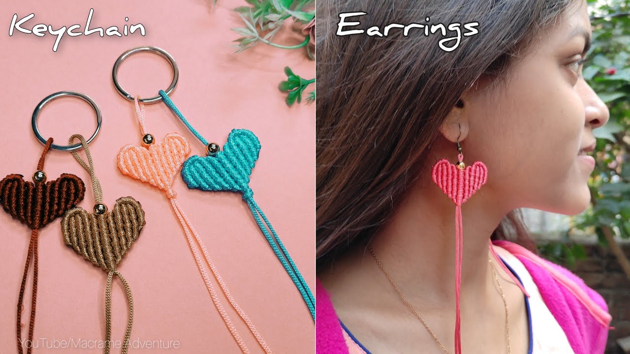 Valentine's day special gift for your love ones| Macrame Heart Handmade Keychain and earrings
