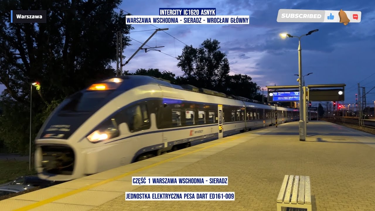 InterCity IC1620 ASNYK Warszawa Wschodnia - Sieradz - Wrocław Główny Część 1 Polska z okna pociągu