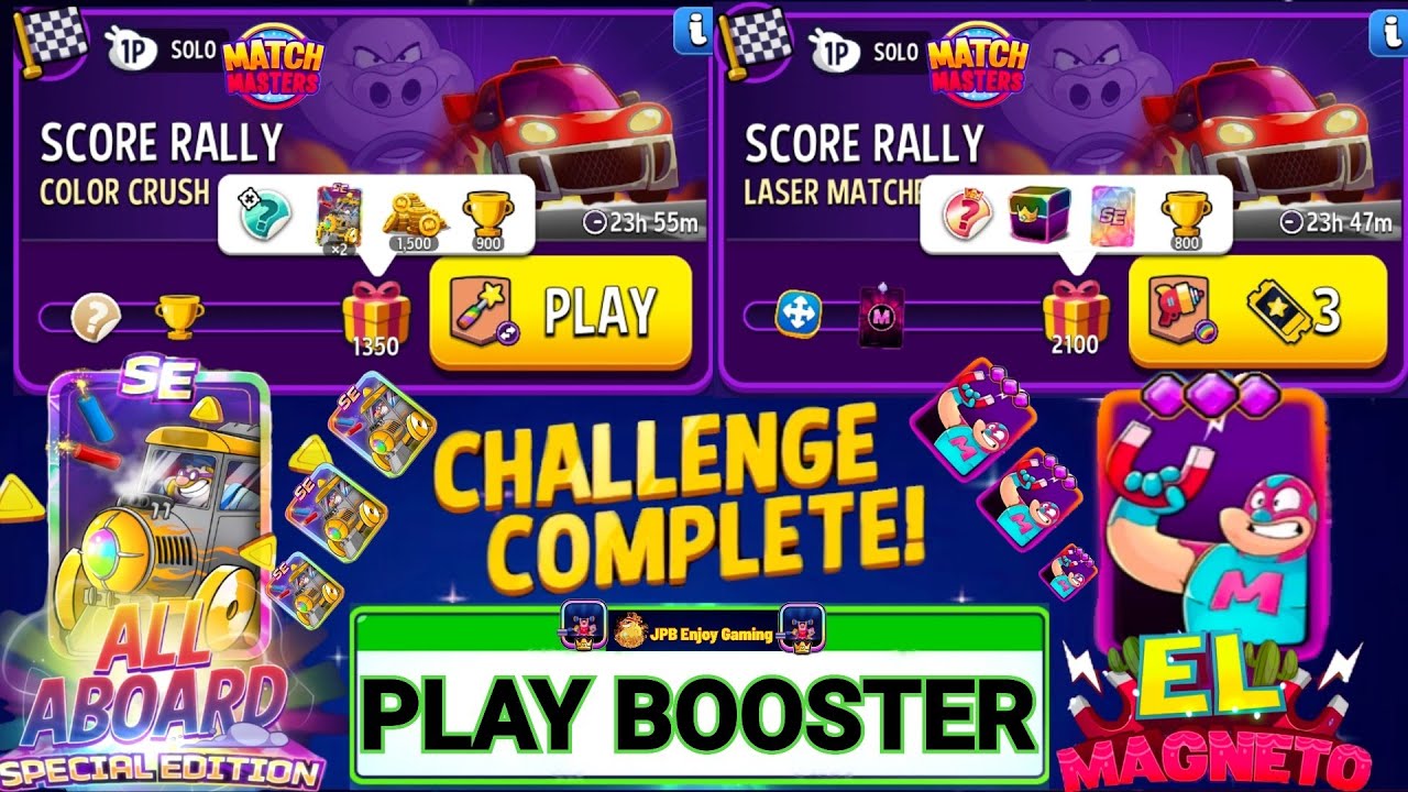Color Crush+Any Move Solo Challenge Score Rally /Laser Matches+Rainbow Solo Challenge/ Match Masters