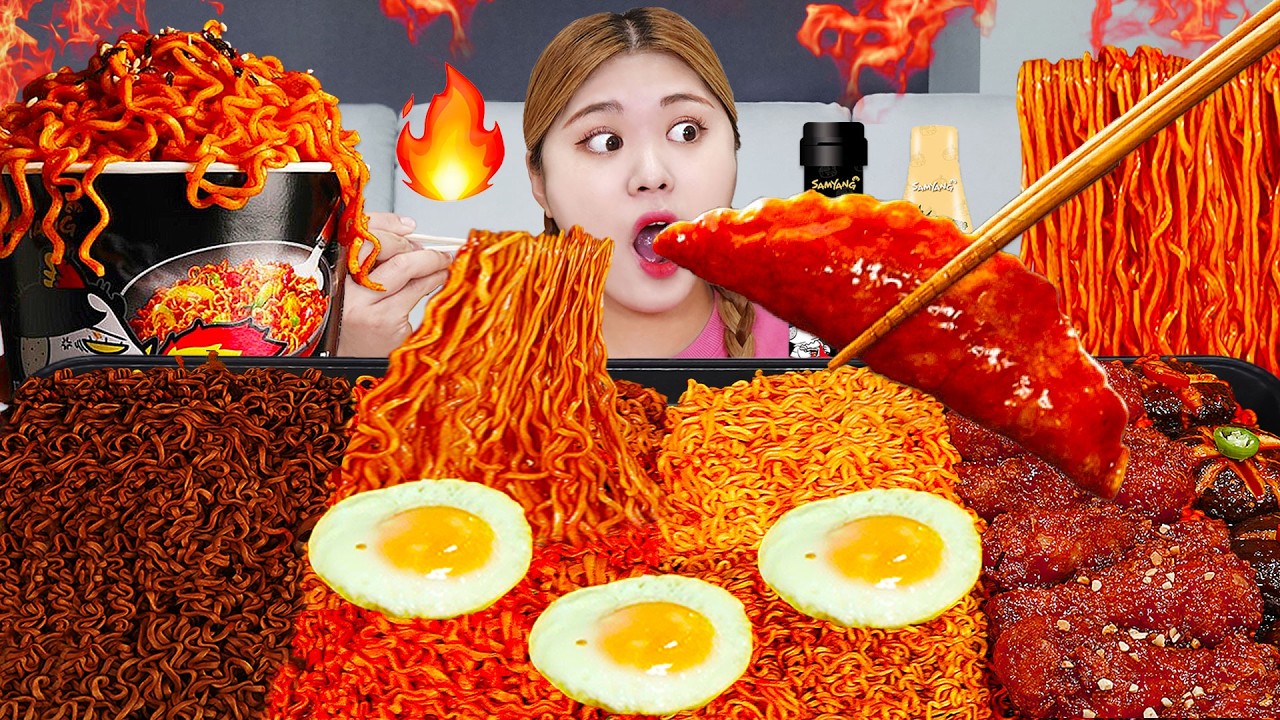 LIVE Mukbang Fire Spicy Noodle  & tteokbokki convenience store food by  HIU 하이유
