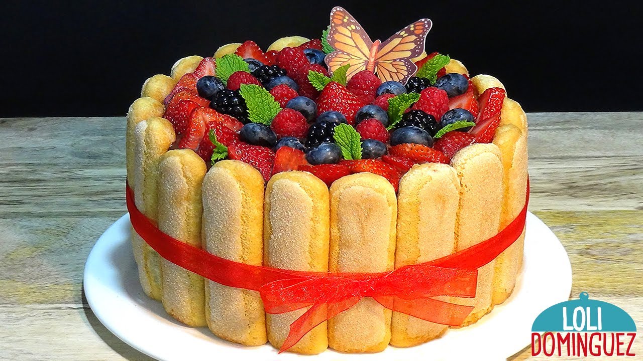 CHARLOTTE O CARLOTA DE FRUTOS ROJOS, SIN HORNO RECETA FÁCIL. Loli Domínguez - Paso a paso. Tutorial.