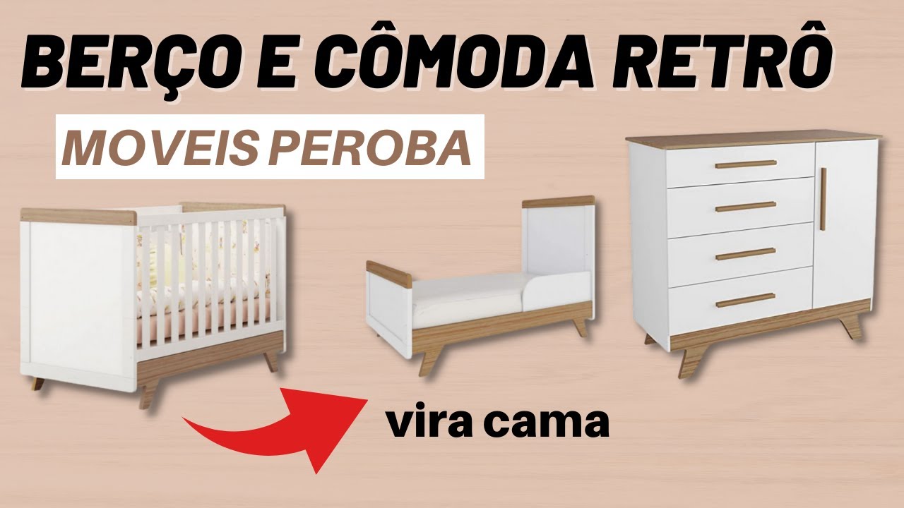 BERÇO AMERICANO E CÔMODA RETRÔ - PEROBA MÓVEIS - #review