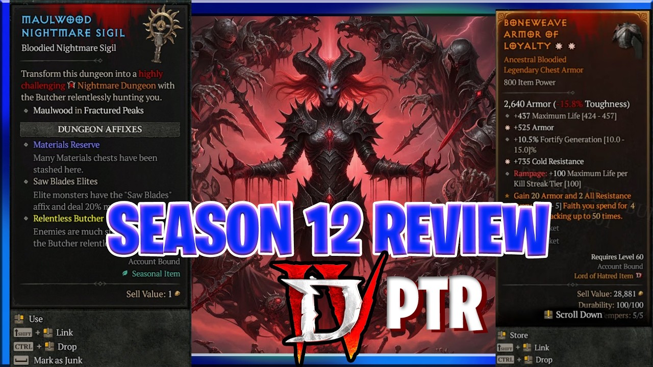 Обзор 12-го сезона Diablo 4: Чего не хватает? Мысли и отзывы о PTR 12-го сезона: Сезон серий убий...