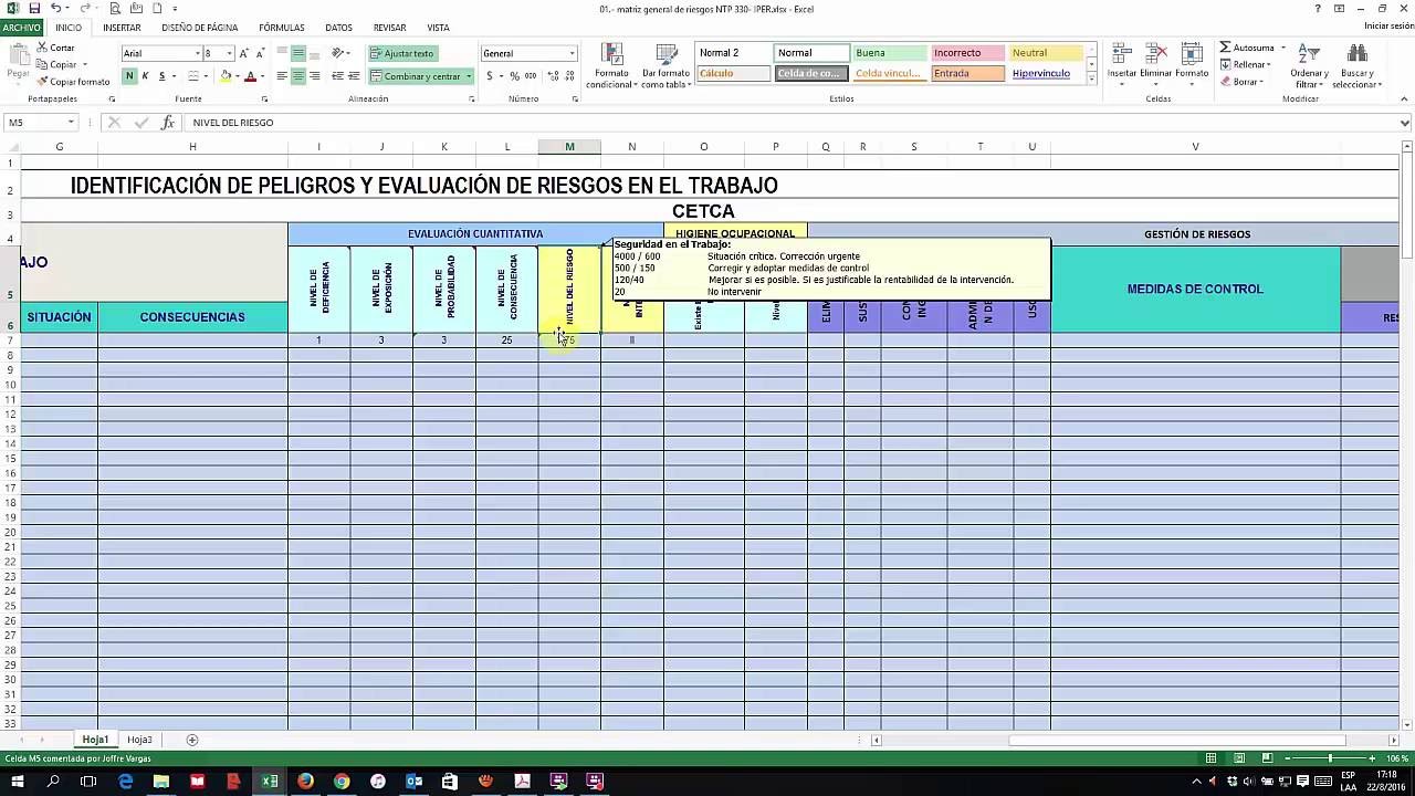 Elaboración de la Matriz NTP330