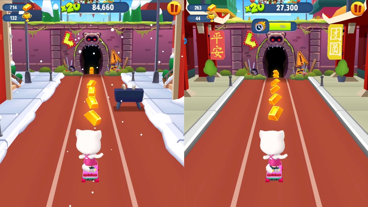Talking Tom Gold Run Christmas Update vs New Year Update - Summer Sports - Angela