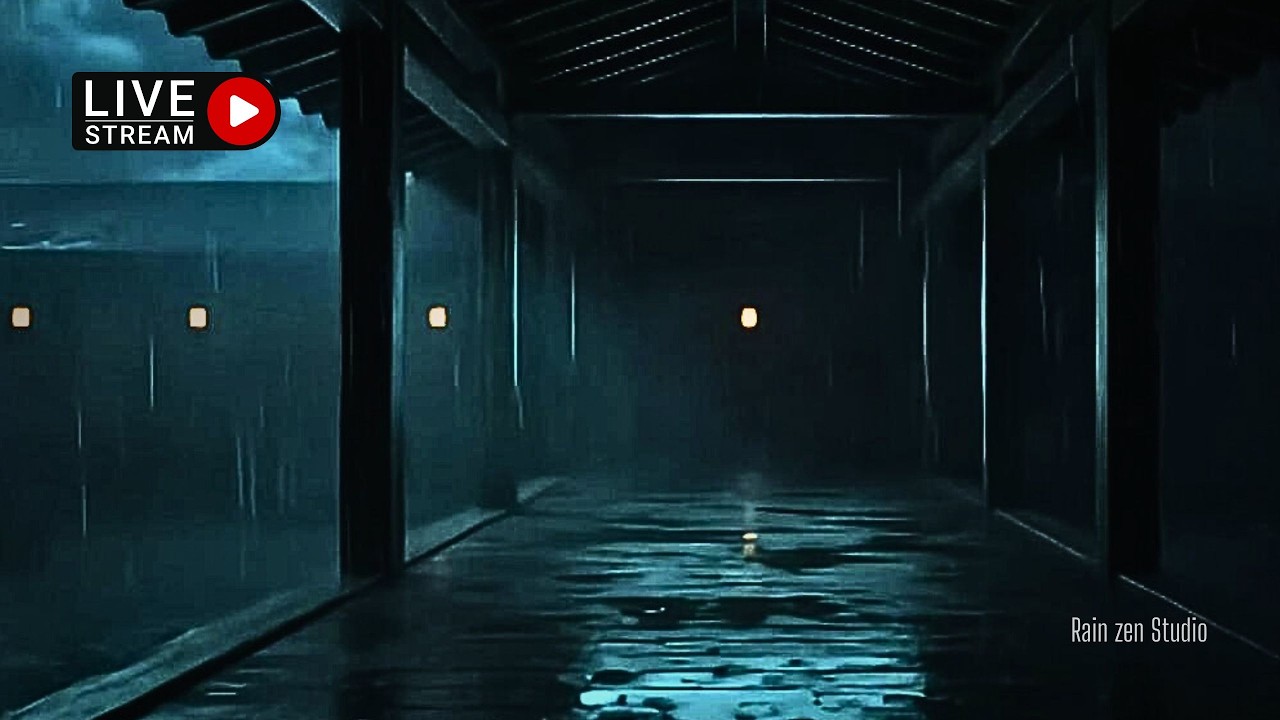 🔴LIVE: Traditional Japanese Rain - Echoes Within the Wooden Hallway (No Music)