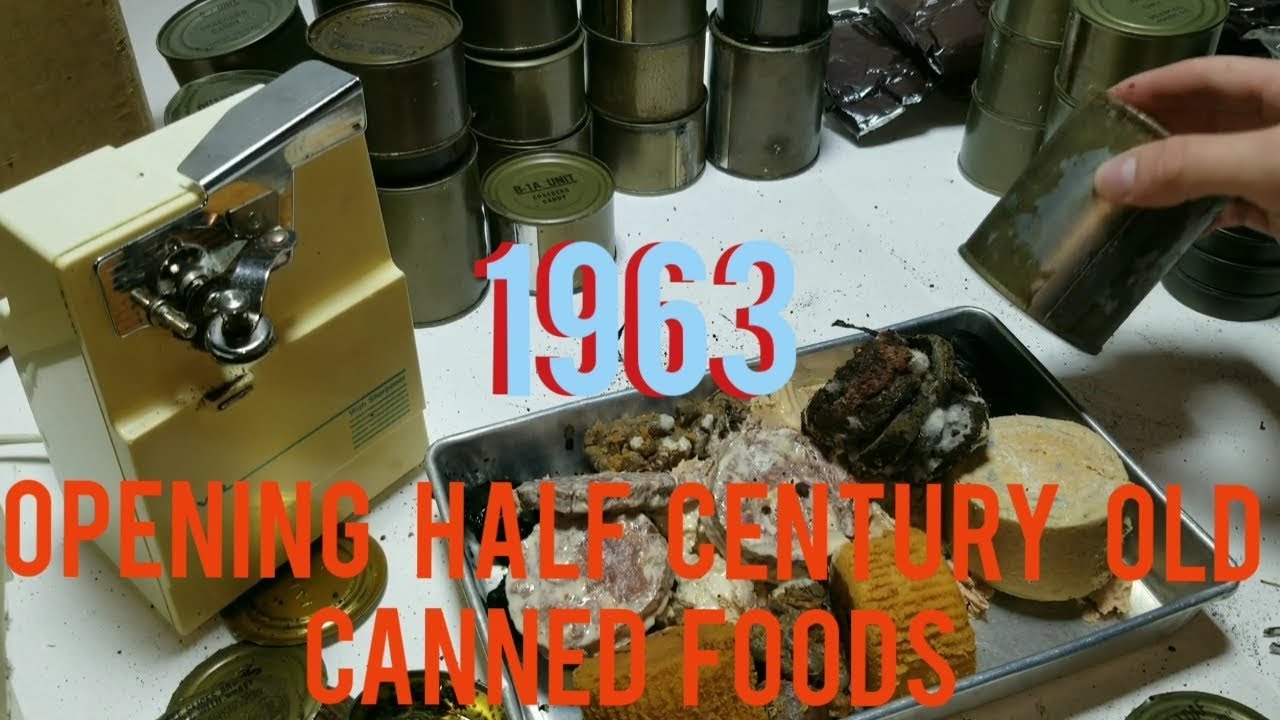 Half Century Old Canned Foods Opening, Canned Meats, Fruit & More