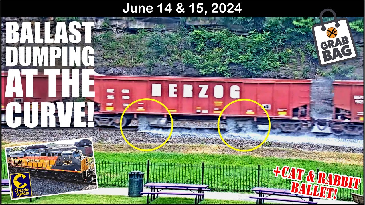 BALLAST DUMPING AT THE CURVE! CAT & RABBIT BALLET, RARE COAL MOVE AT THE CURVE, CP OLYMPIC ENGINE!