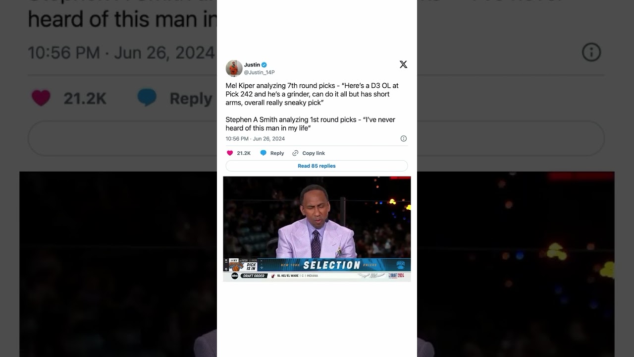 Stephen A. Smith Has No Idea Who New York Knicks Pick In 2024 NBA Draft
