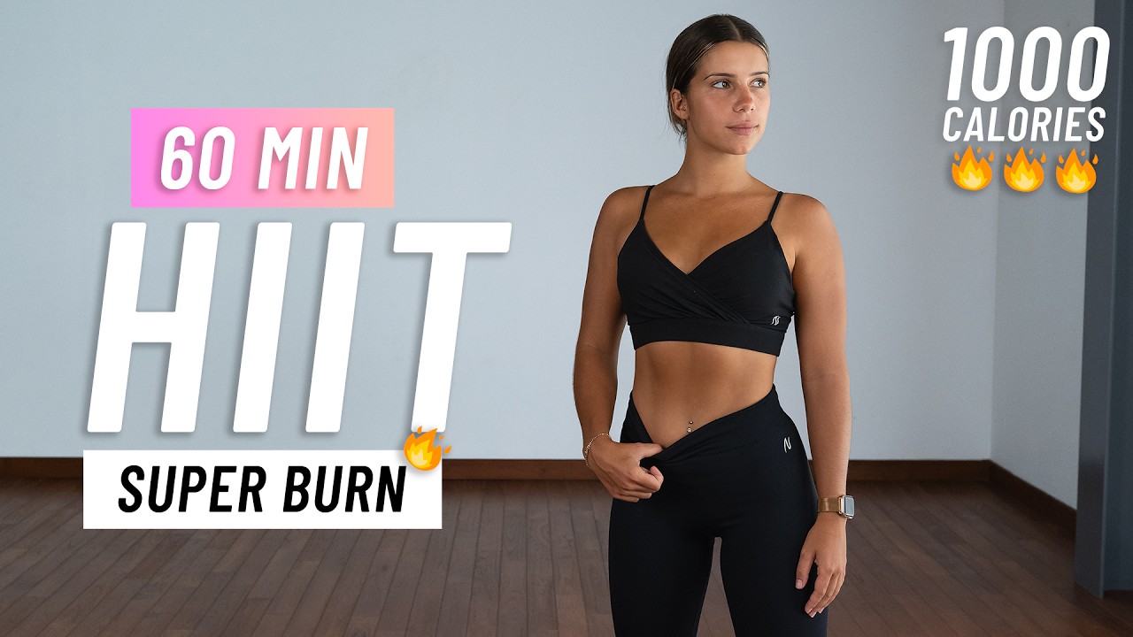 60 MIN INTENSE HIIT Workout to BURN 1000 CALORIES -  Full Body Cardio At Home, No Equipment