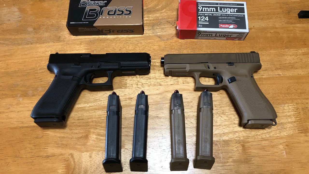 Glock 17 Gen 5 vs Glock 19X tabletop look