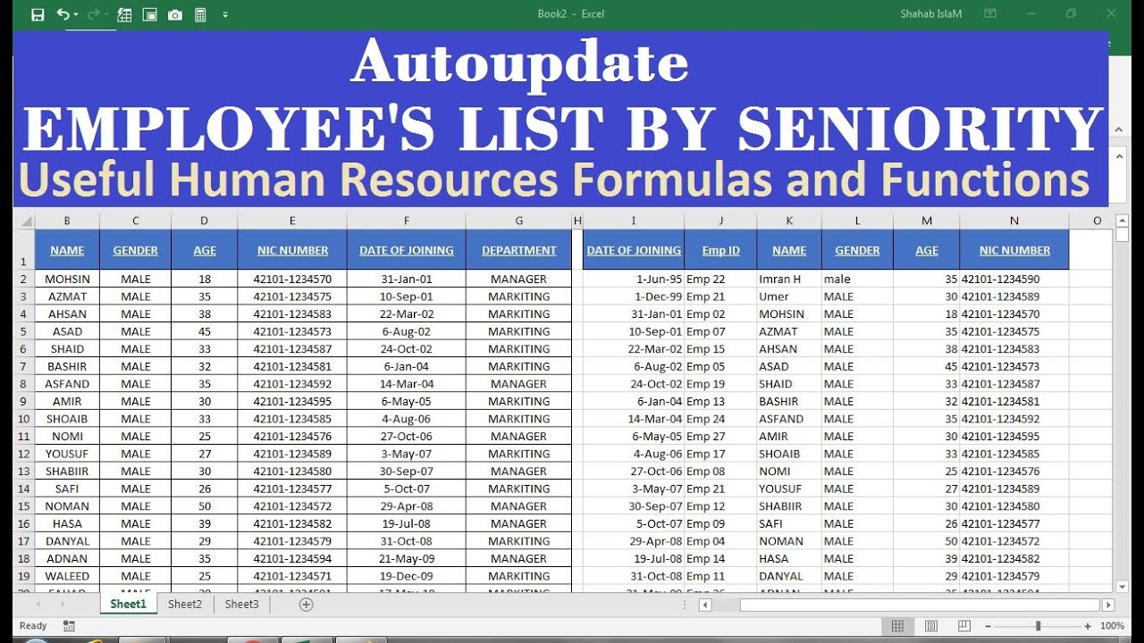 formula to calculate&nbsp;seniority in excel | seniority&nbsp;calculator
