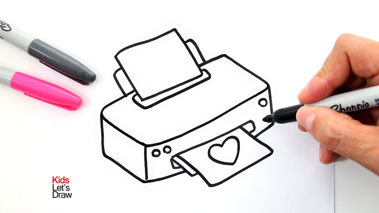 How to draw a PRINTER and a LAPTOP easy for Kids, Begginners