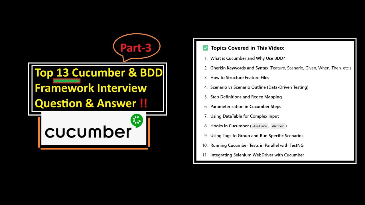 Top 13 Cucumber & BDD Framework Interview Questions | Selenium Integration | Step-by-Step Guide