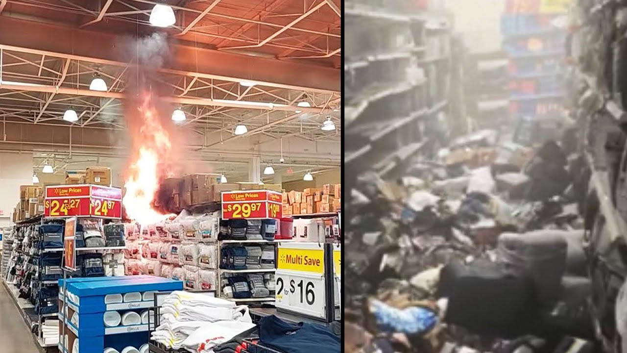 Video shows suspected arson inside Walmart in East Vancouver