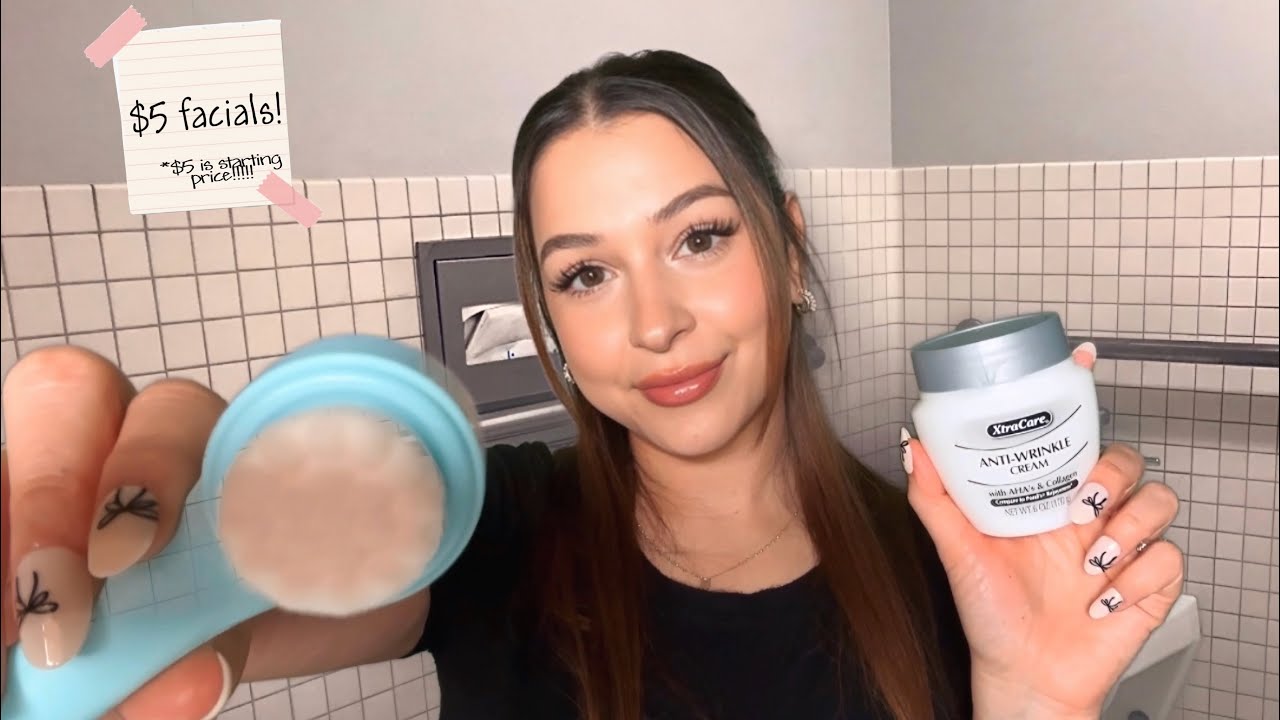 ASMR $5 skincare facial in school bathroom 🧴🤫