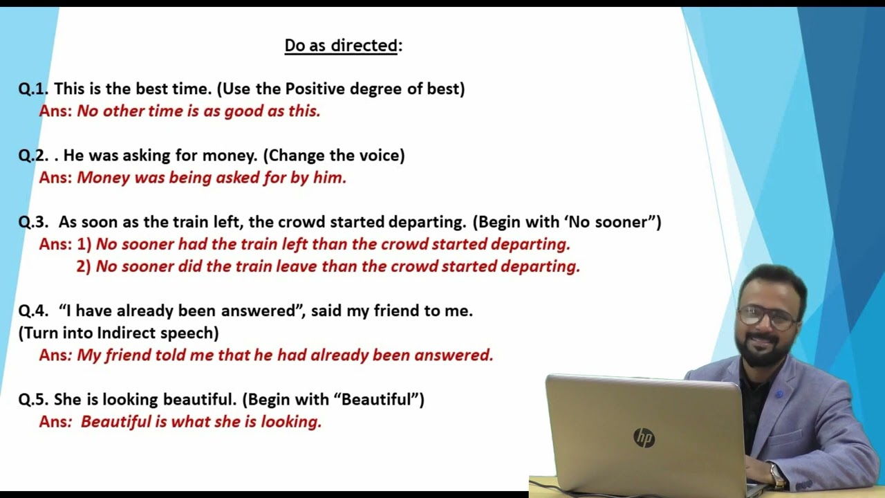 ENGLISH LANGUAGE II GRAMMAR II DO AS DIRECTED