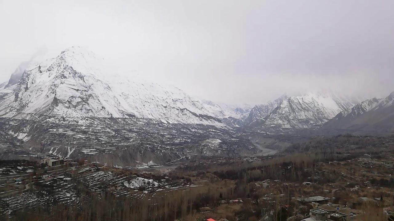 Hunza valley in winter from baltit fort