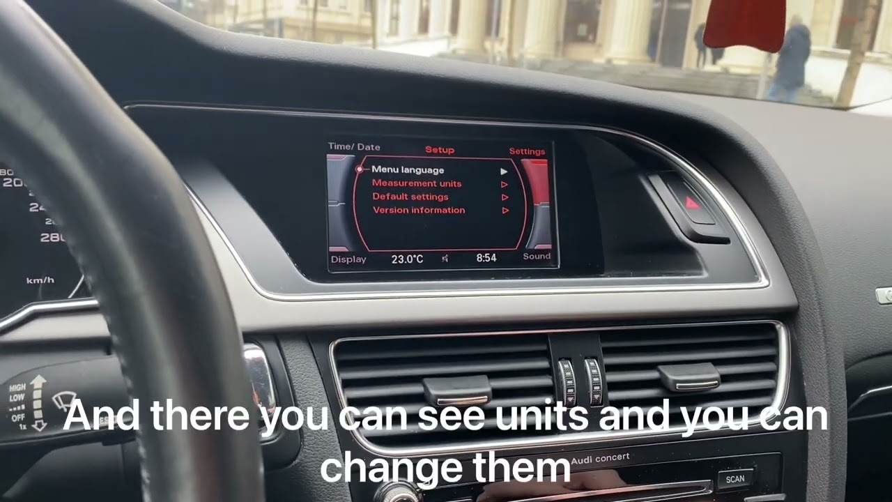 How to change measurements units on Audi. KM/H, MP/H, BAR, PSI, CELSIUS, FAHRENHEIT