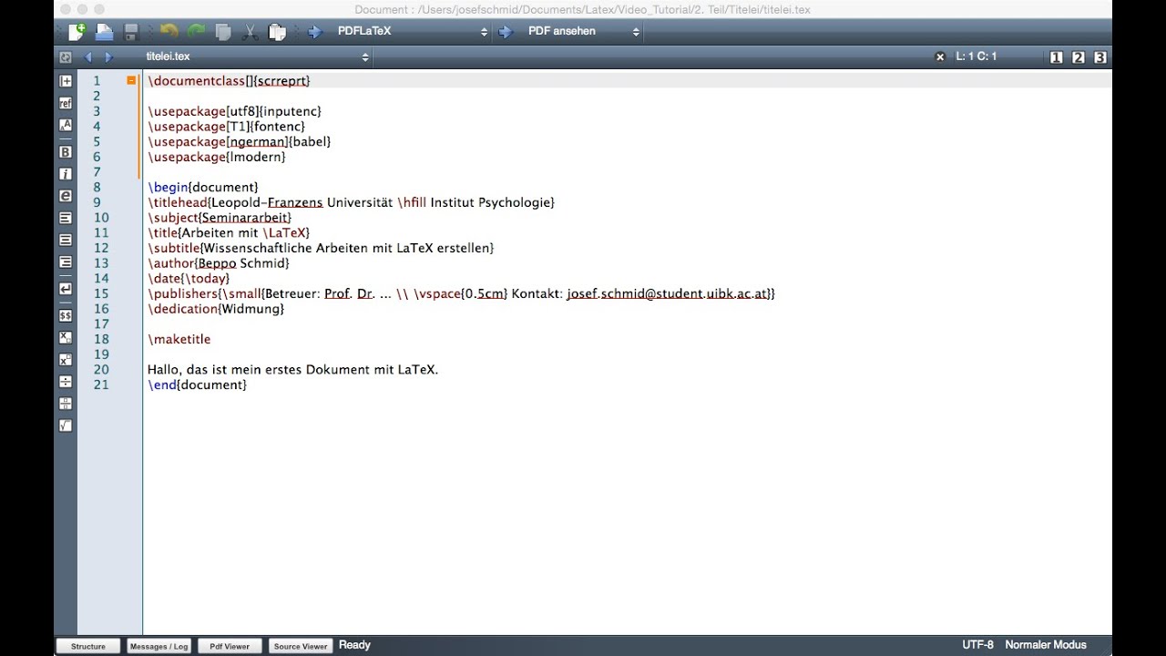 LaTeX Tutorial - #3c Titelseite