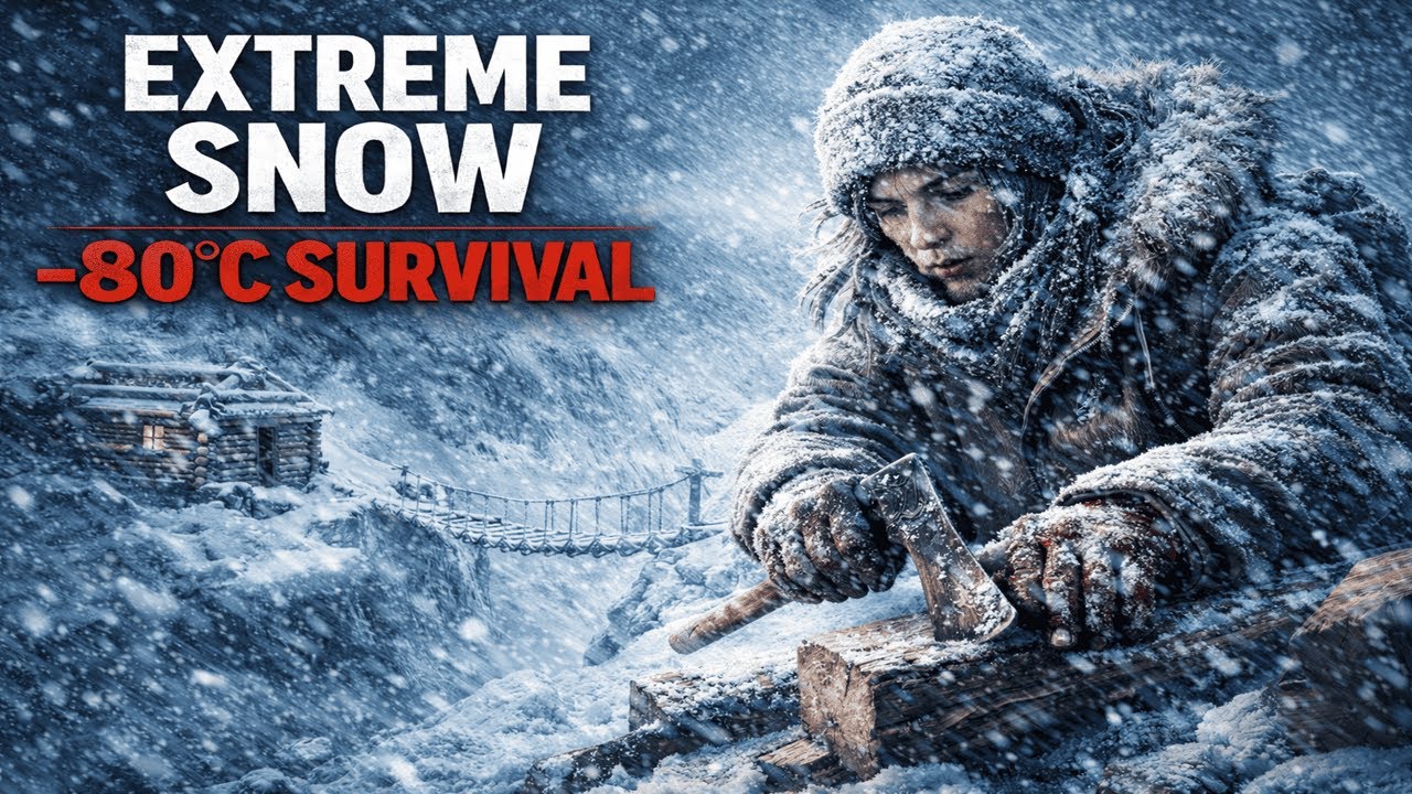 Extreme Snow Survival | Building a Cabin and Rope Bridge at -80°C