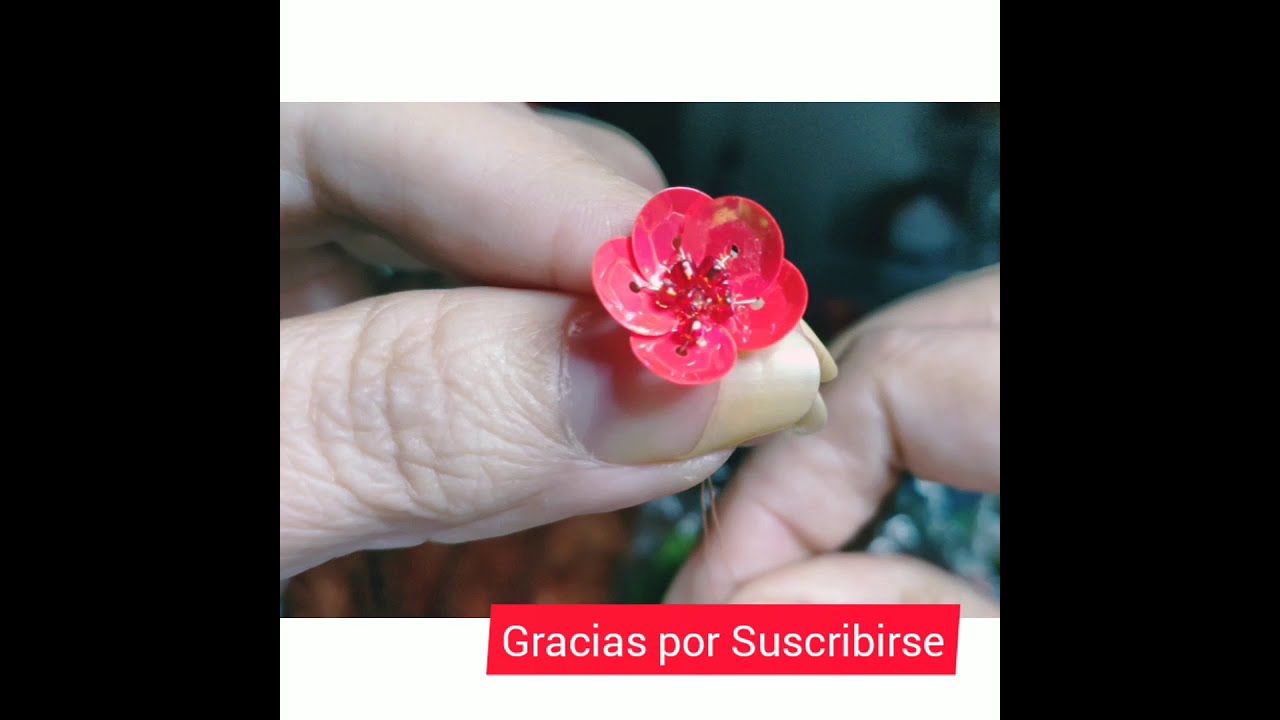 Elaborando una flor pequeña de Lentejas y chaquira,es muy Fácil