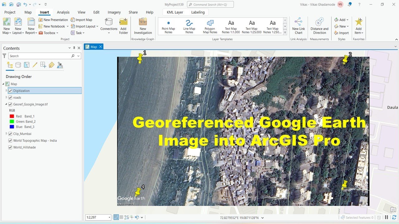 How to add Google Earth Pro Image or Digitize data into ArcGIS Pro