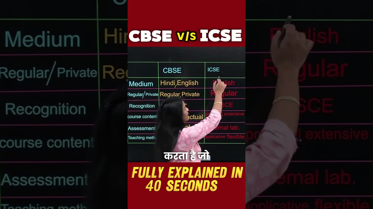 Which Board Is Right for You ? | CBSE Vs ICSE | Choose Your Board in 40 Seconds✔❤ #shorts#cbse #icse