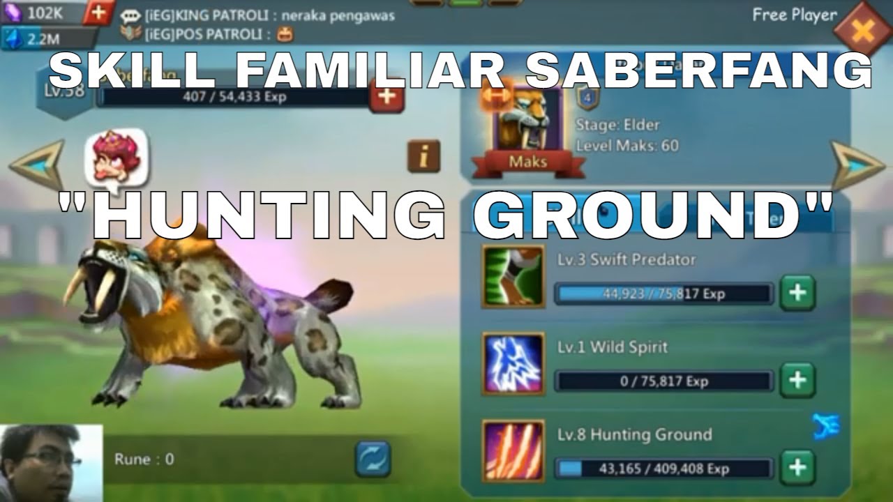 SKILL FAMILIAR SABERFANG | HUNTING GROUND  ►  Lords Mobile