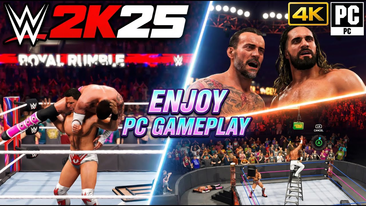 WWE 2K25 -😱 Legendary 4 Men's Royal Rumble Match For Main Event WrestleMania | PC  [4K60]😱
