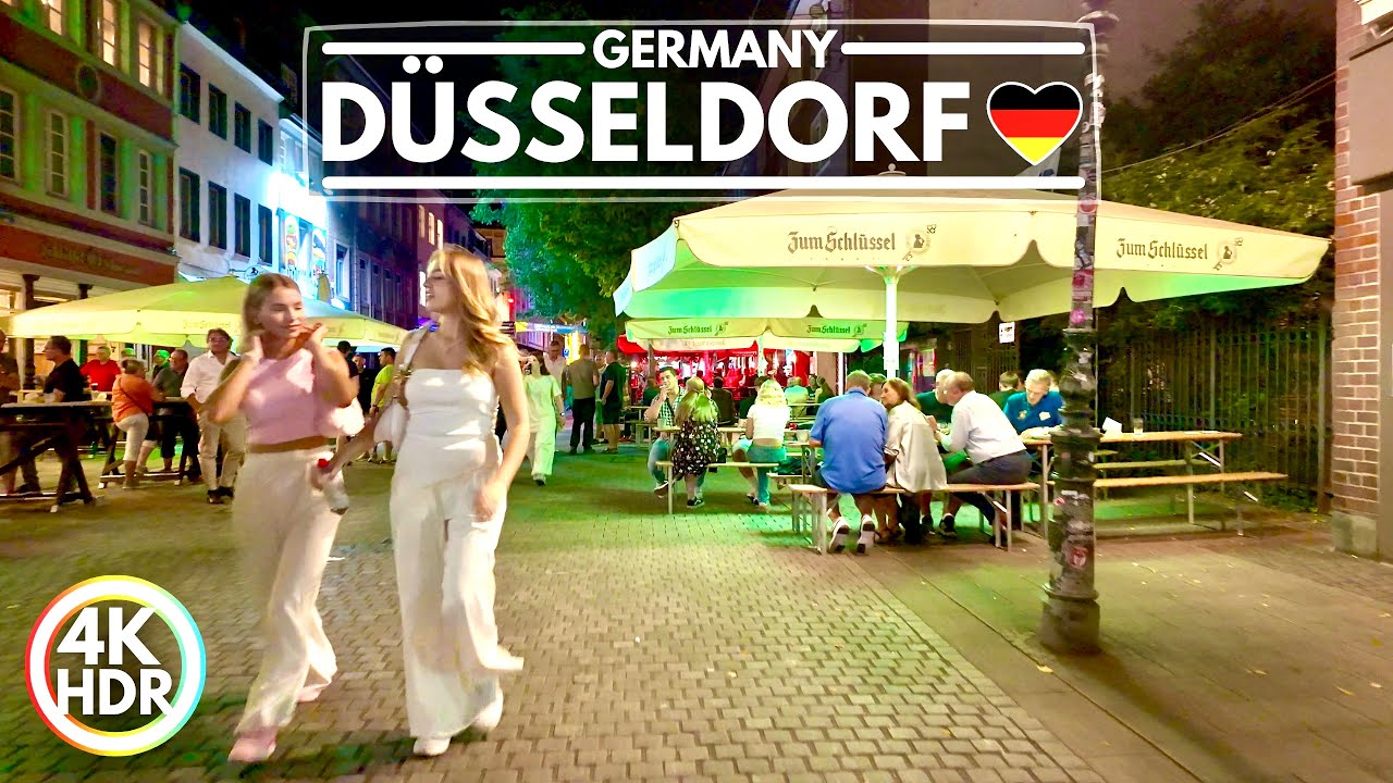 A Famous City in Germany on a Friday Night, Düsseldorf September 2024 in 4K-HDR 60fps