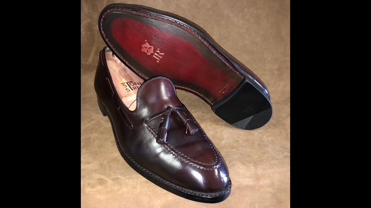 Alden Shoes in Shell Cordovan Recrafted with JR Leather Soles, Leather Stacked Heel Base and more